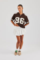 Balloon Button Detail Skirt - White