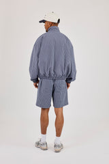 Check Funnel Neck Zip Jacket & Relaxed Check Short - Navy
