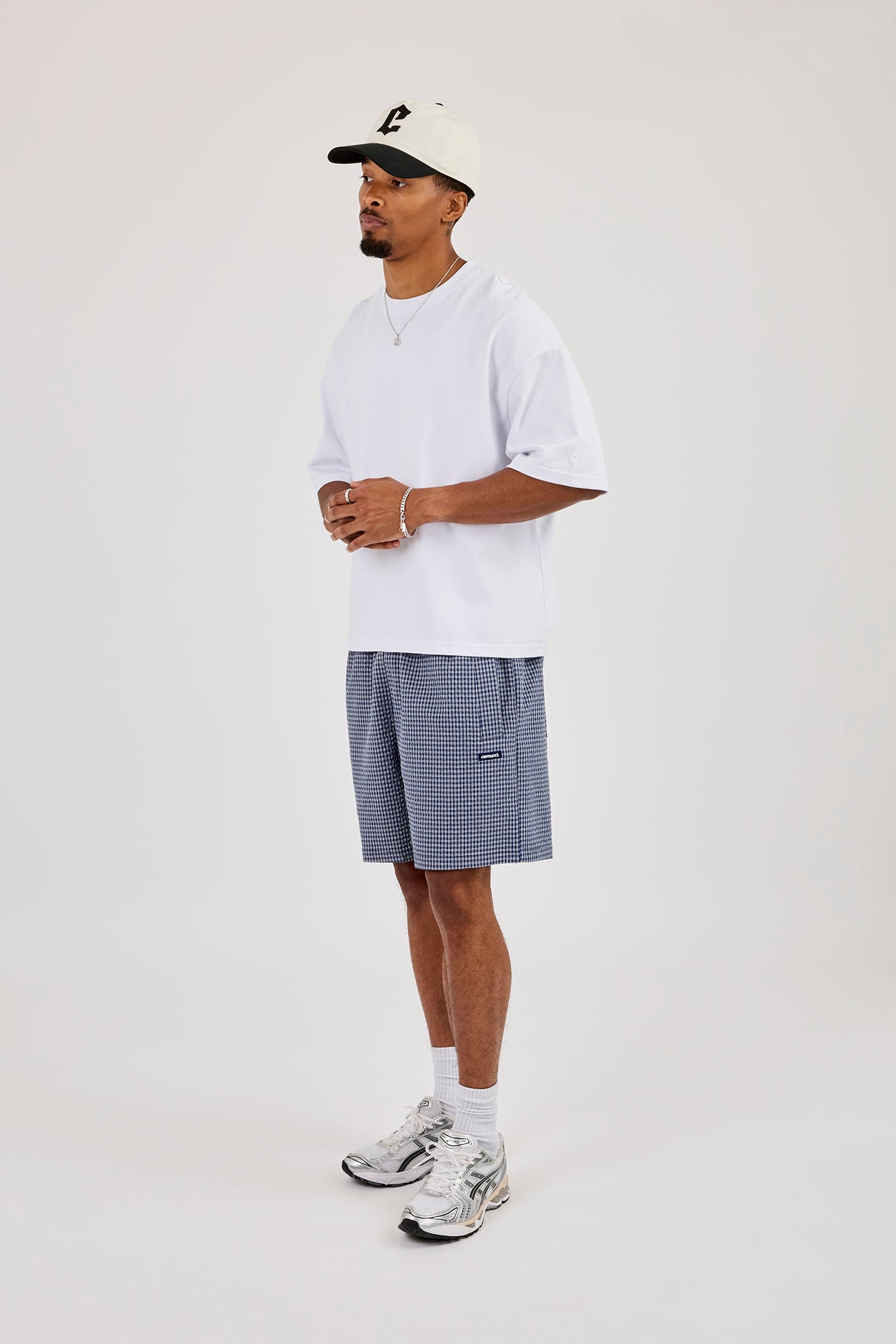 Relaxed Check Short - Navy