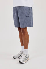 Relaxed Check Short - Navy