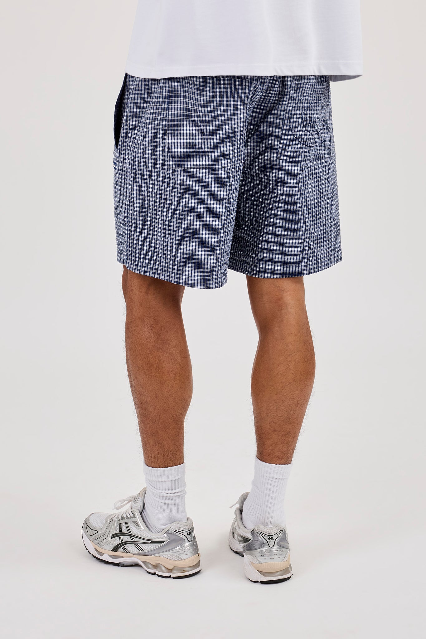 Relaxed Check Short - Navy