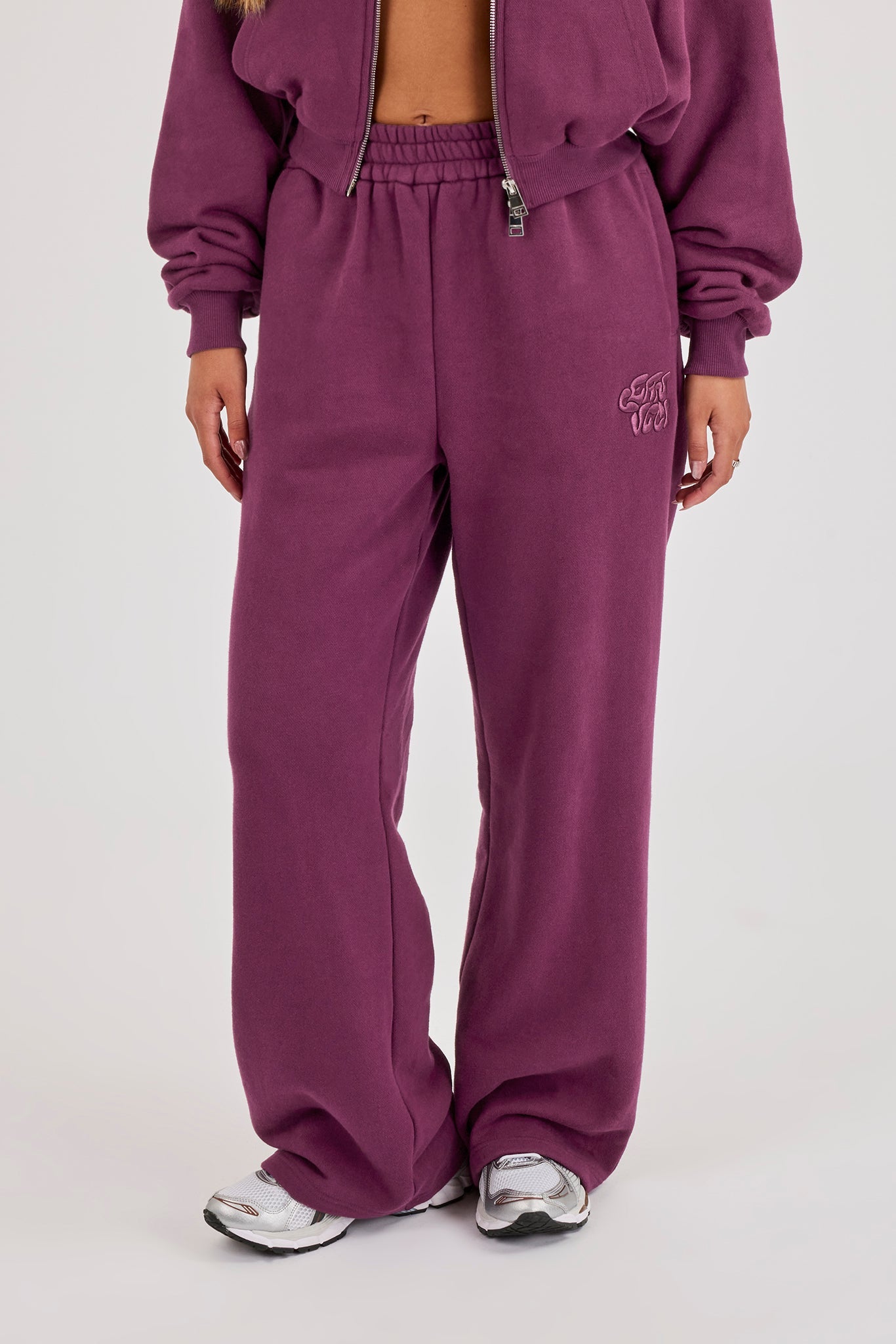 Chain Stitch Wide Leg Jogger - Cosmic Purple