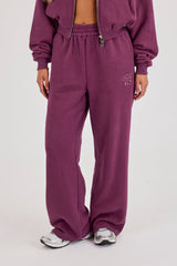 Chain Stitch Wide Leg Jogger - Cosmic Purple