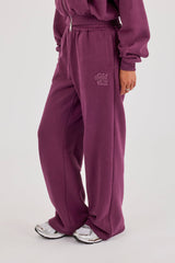 Chain Stitch Wide Leg Jogger - Cosmic Purple