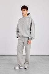 Zip Hooded Panelled Scuba Jacket & Relaxed Scuba Trouser - Grey