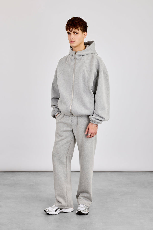 Zip Hooded Panelled Scuba Jacket & Relaxed Scuba Trouser - Grey