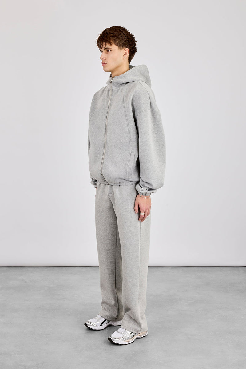 Zip Hooded Panelled Scuba Jacket & Relaxed Scuba Trouser - Grey