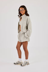 Check Twill Funnel Neck Jacket & Short & Off White