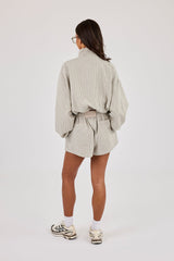 Check Twill Funnel Neck Jacket & Short & Off White