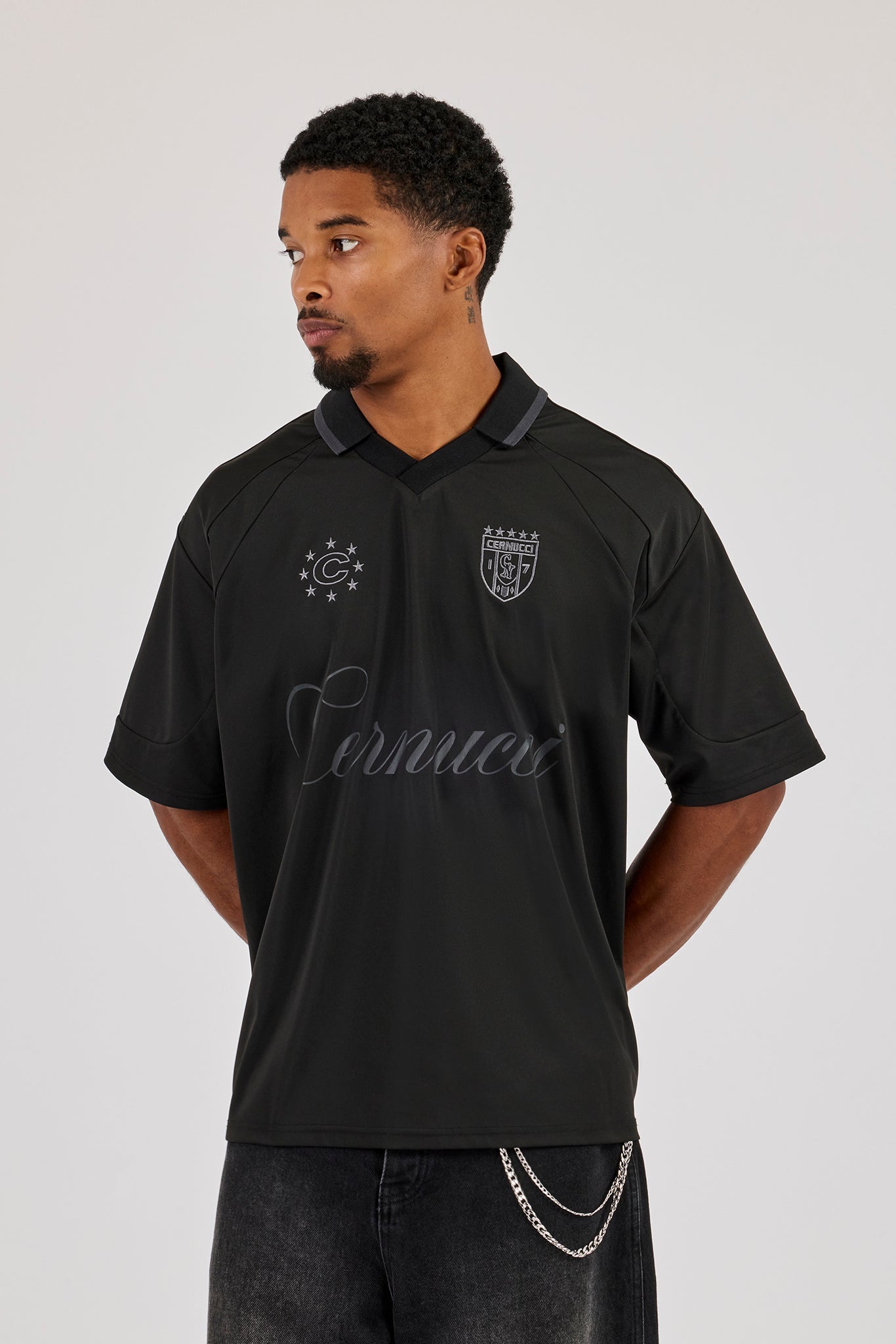Tonal Cernucci Logo Football Top - Black