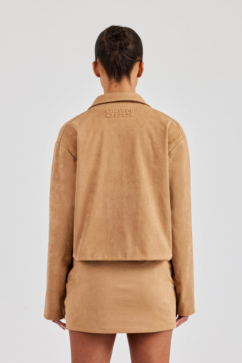 Suede Mini Skirt - Beige