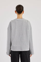Waffle Stripe Long Sleeve T-Shirt - Grey