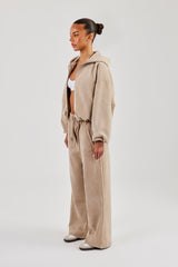 Suede Hooded Jacket and Trouser - Beige