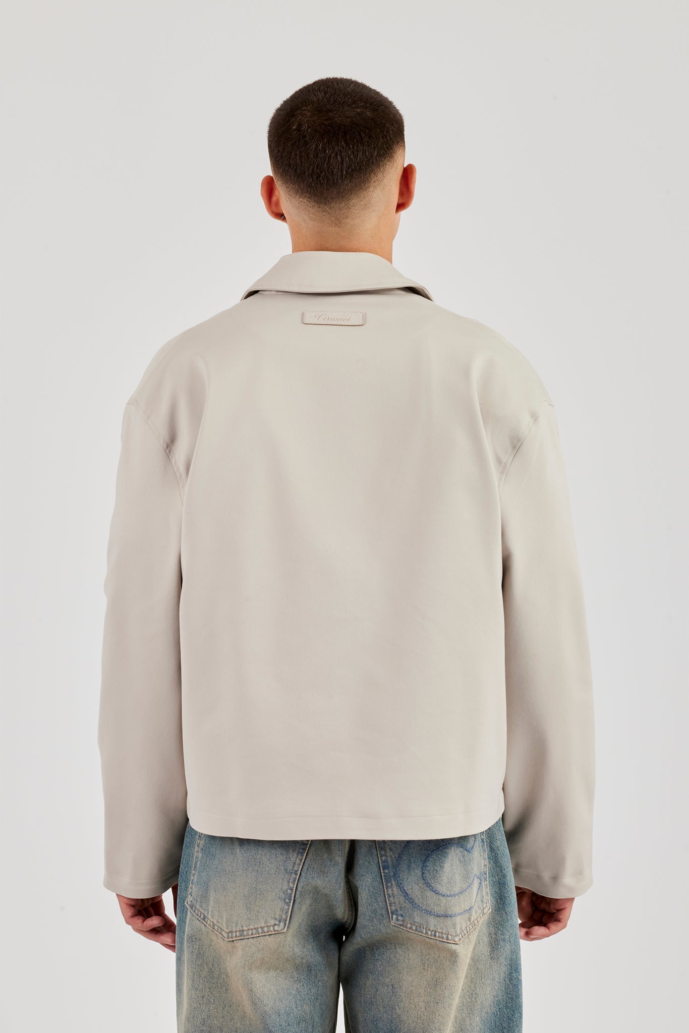 Twill Pocket Detail Harrington Jacket - Stone | Mens Outerwear