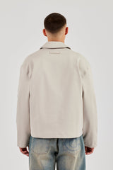 Twill Pocket Detail Harrington Jacket - Stone