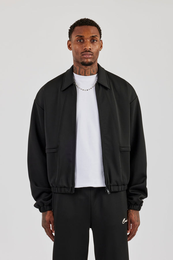 Poly Contrast Track Jacket - Black