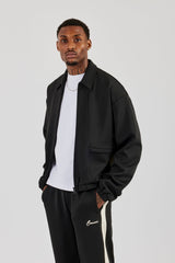 Poly Contrast Track Jacket - Black