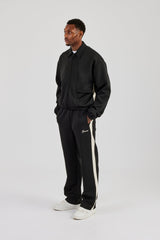 Poly Contrast Relaxed Trouser - Black