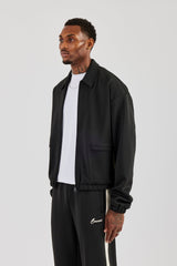 Poly Contrast Track Jacket - Black