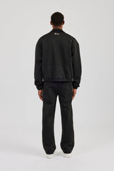Poly Contrast Track Jacket & Relaxed Trouser- Black
