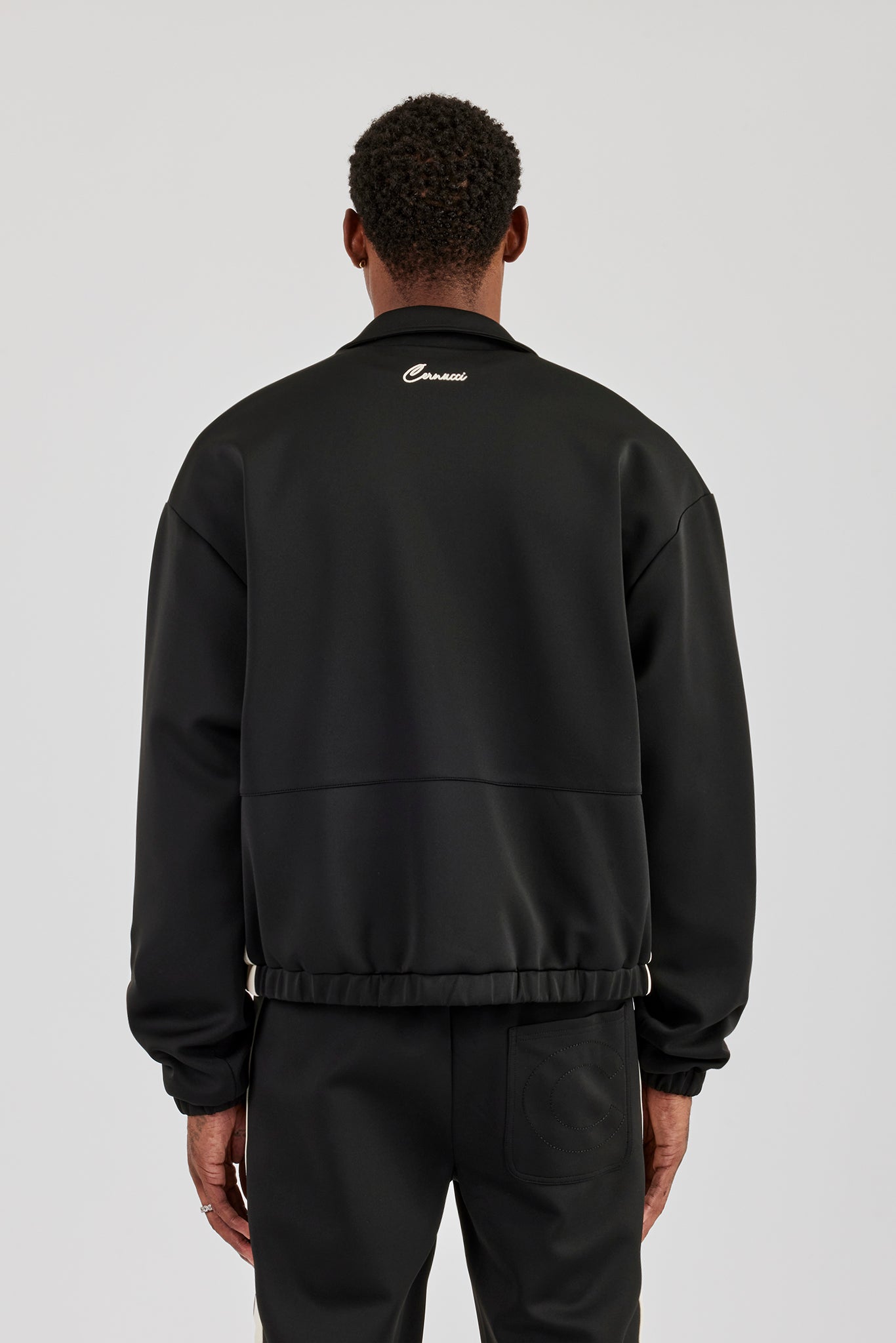 Poly Contrast Track Jacket - Black
