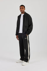 Poly Contrast Track Jacket & Relaxed Trouser- Black