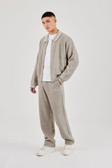 Knitted Harrington & Jogger - Taupe