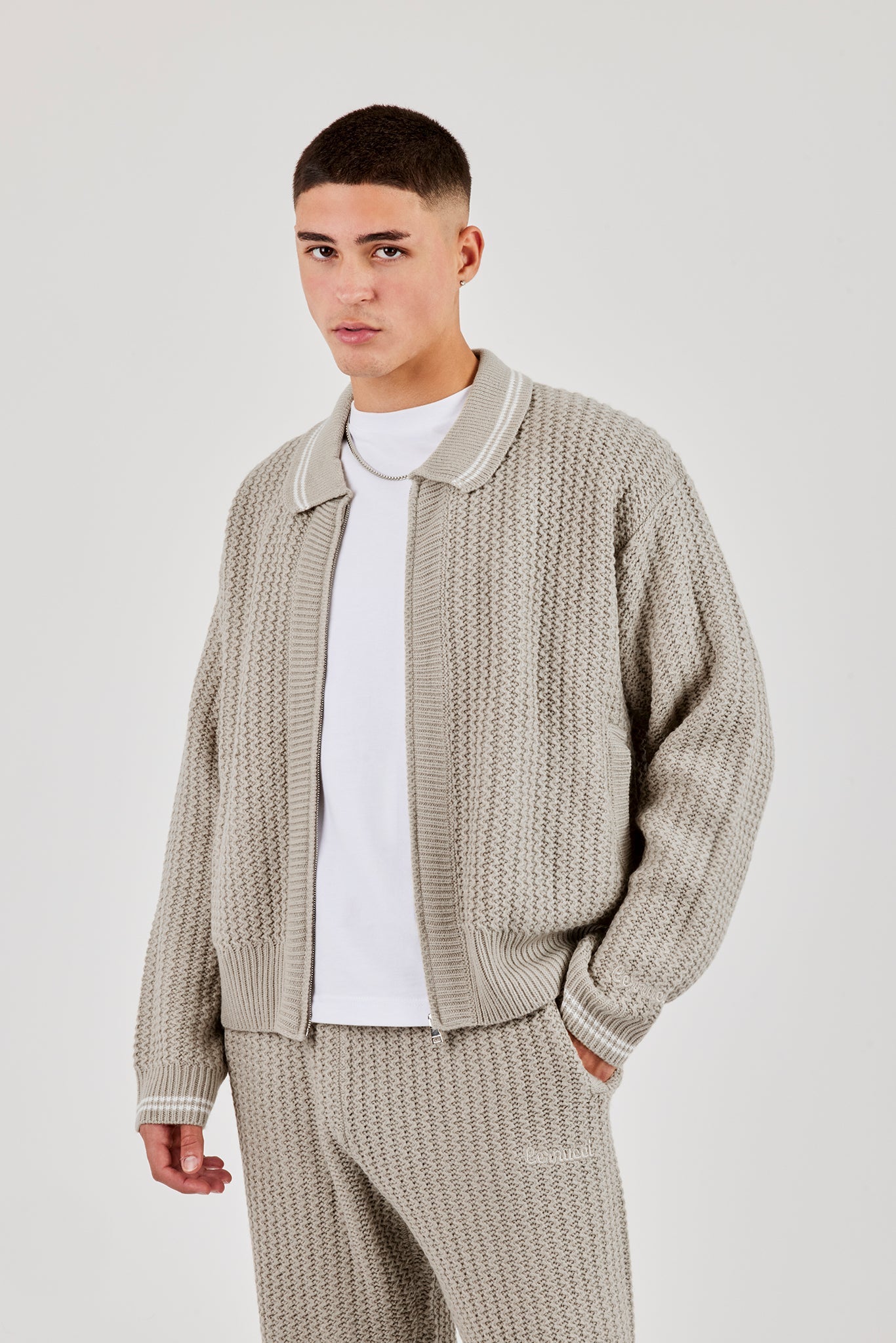 Knitted Harrington - Taupe