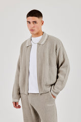 Knitted Harrington - Taupe