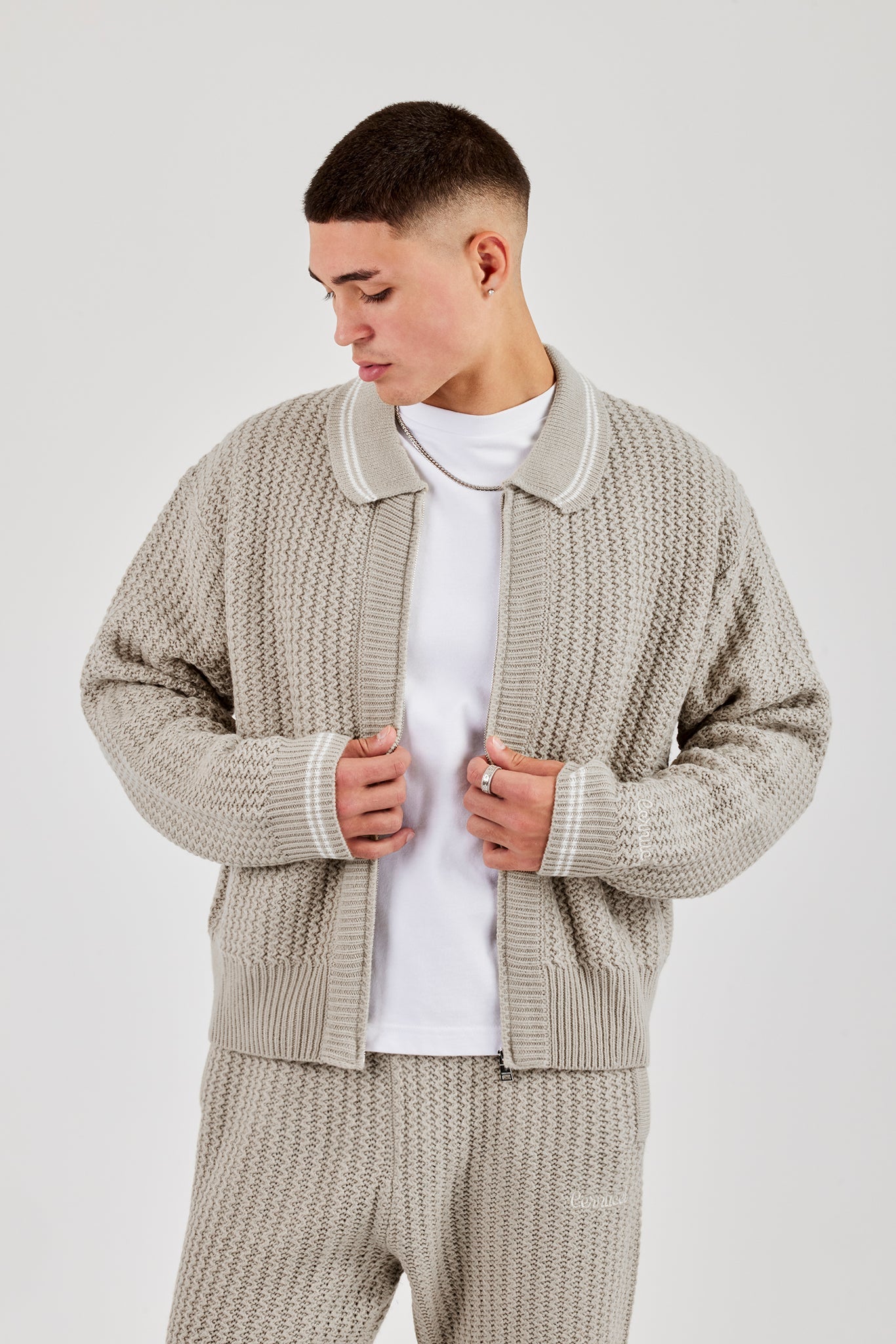 Knitted Harrington - Taupe
