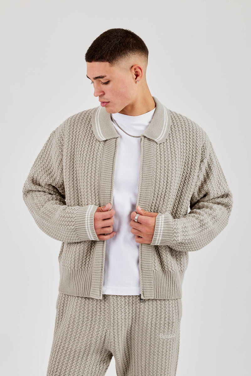 Knitted Harrington - Taupe