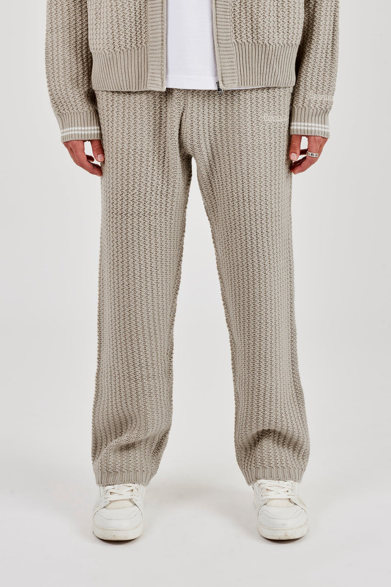 Knitted Sports Rib Jogger - Taupe