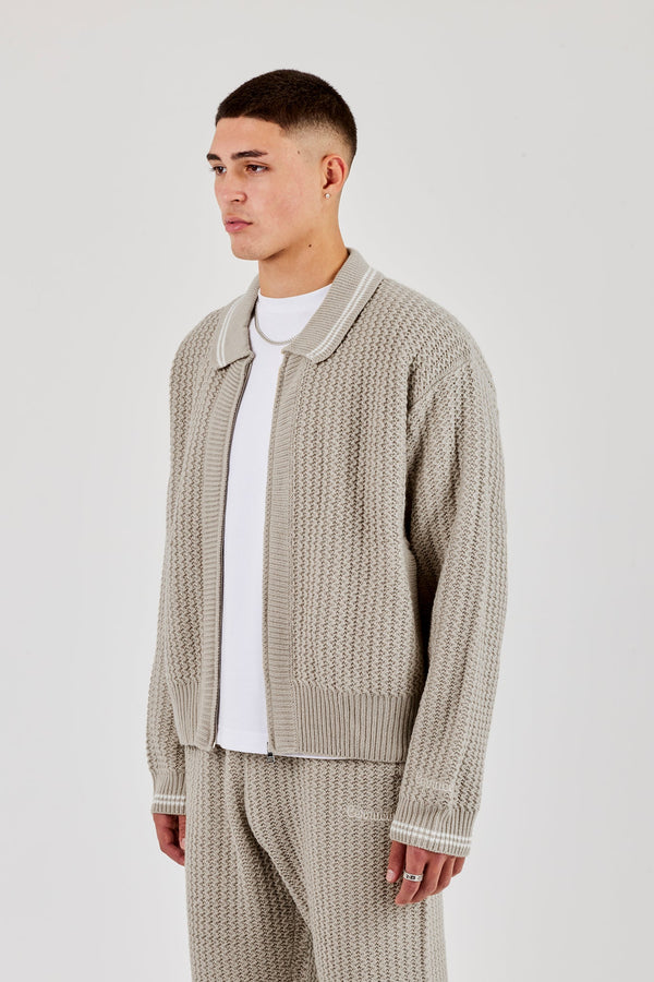 Knitted Harrington - Taupe