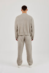 Knitted Harrington & Jogger - Taupe