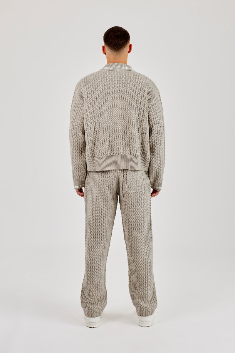 Knitted Harrington & Jogger - Taupe