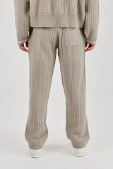 Knitted Sports Rib Jogger - Taupe