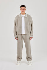 Knitted Harrington & Jogger - Taupe