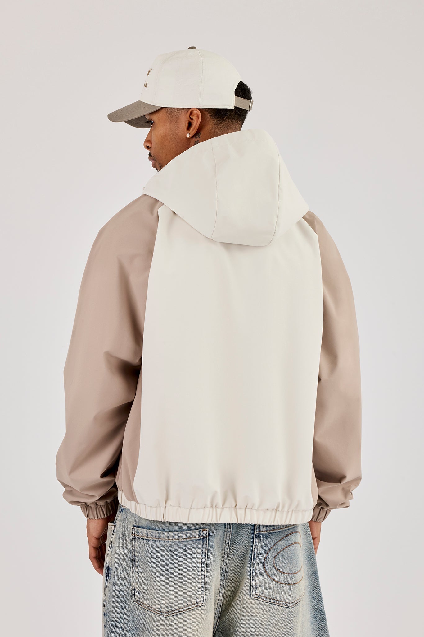 Nylon Panelled Windbreaker - Taupe