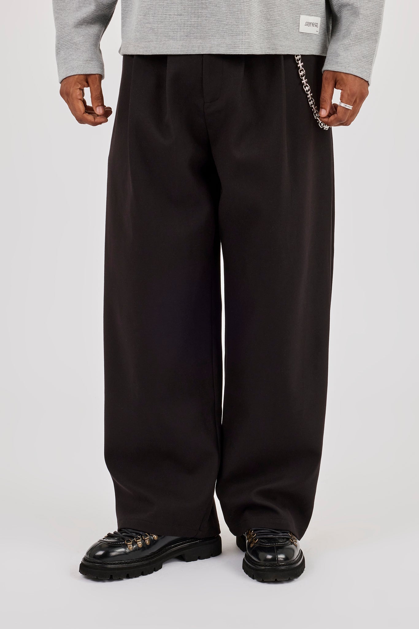 Wide Leg Tailored Trouser - Black