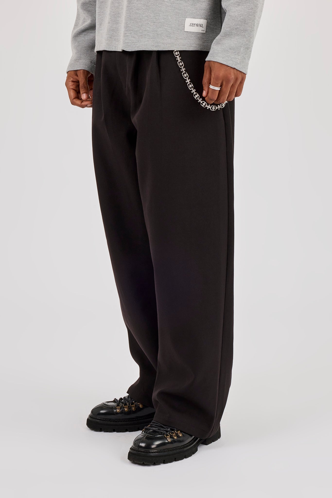 Wide Leg Tailored Trouser - Black