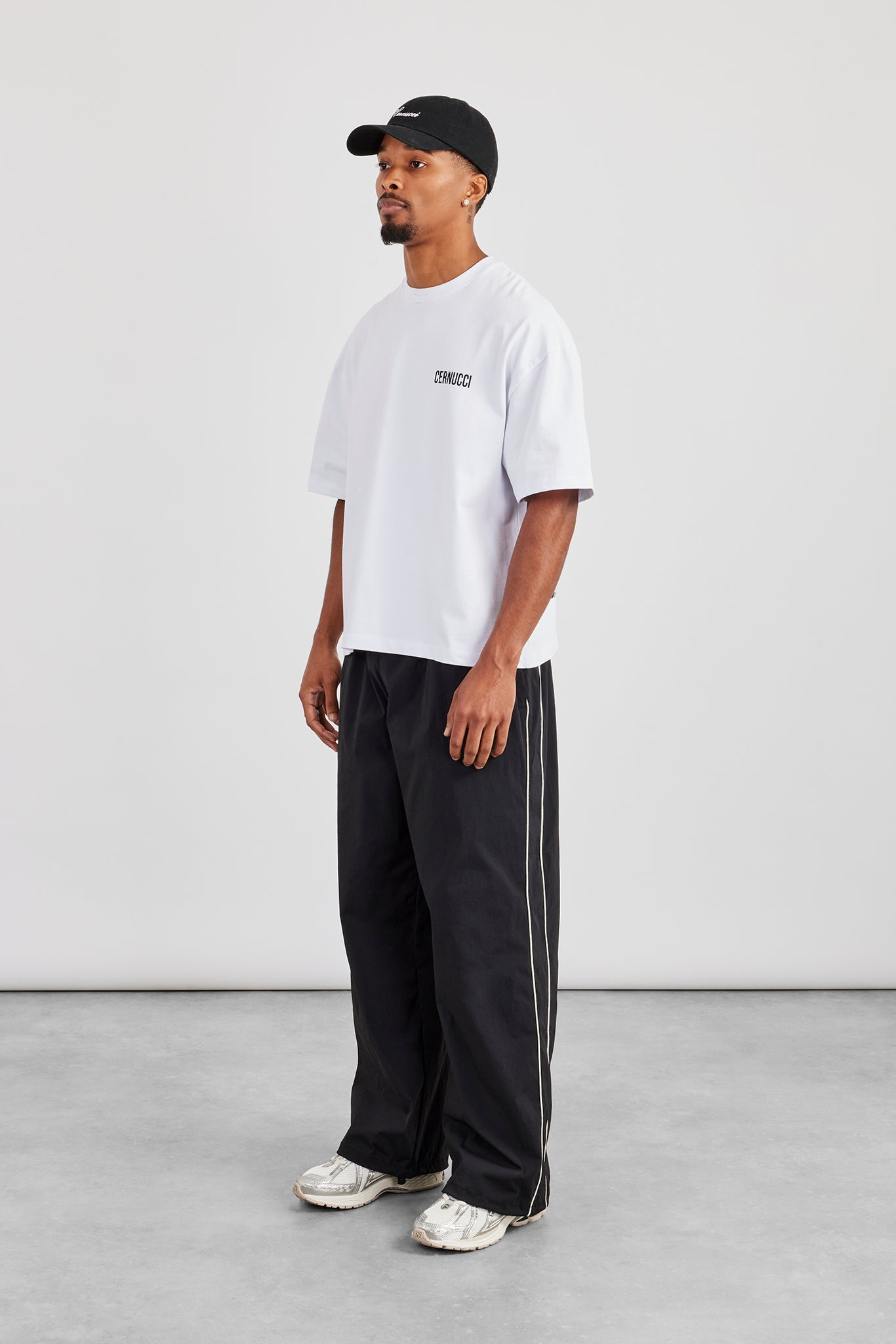 Nylon Piping Cargo Trouser - Black