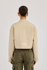 Suede Applique Moto Jacket - Beige