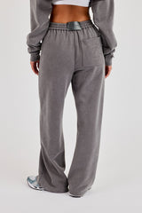 Washed Logo Wide Leg Jogger - Grey