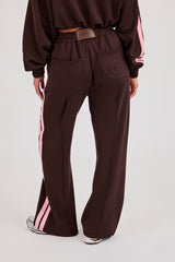 Pink Taping Wide Leg Track Pant - Chocolate