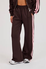 Pink Taping Wide Leg Track Pant - Chocolate