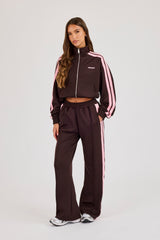 Pink Taping Wide Leg Track Pant - Chocolate