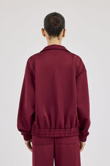 Funnel Neck Taping Track Jacket - Burgundy