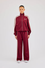 Funnel Neck Taping Track Jacket & Super Baggy Taping Pant - Burgundy