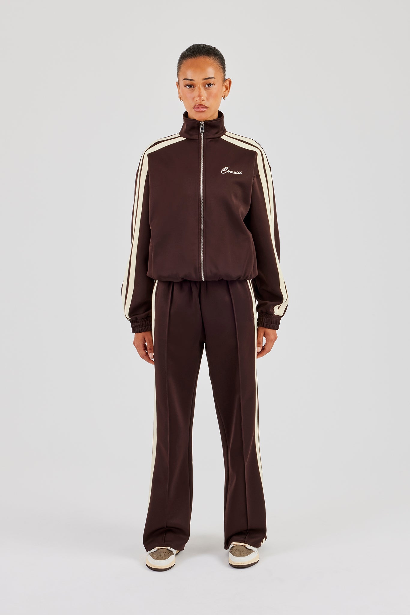 Funnel Neck Butter Yellow Taping Zip Through Tracksuit