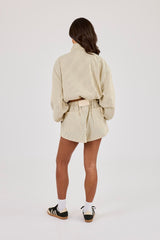 Stripe Nylon Funnel Neck Jacket & Short & Butter Yellow